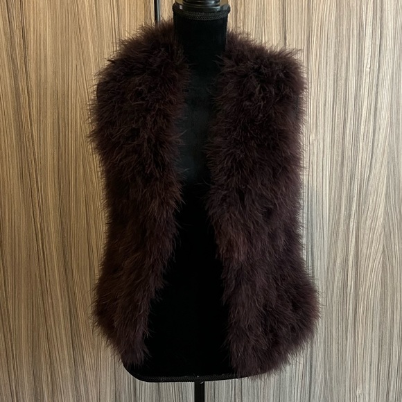 Club Monaco Marabou Feather Vest Purple Small - Picture 2 of 5